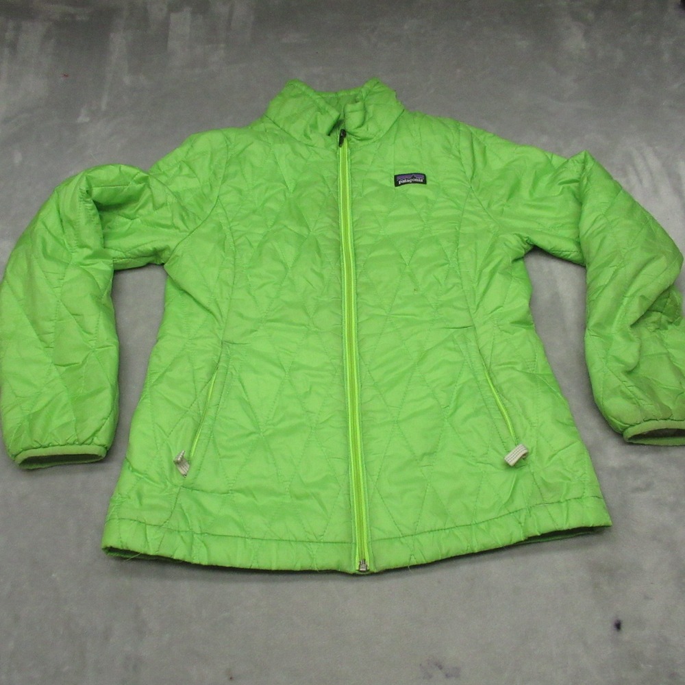 Patagonia Nano Jacket Girls Medium 10 Green‎ Quilted Full Zip Insulated Puffer